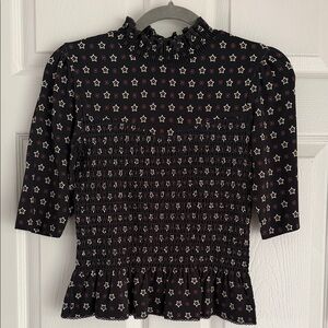 SANDRO star-print smocked-waist top